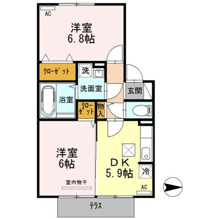 北田尻 徒歩11分 1階の物件間取画像